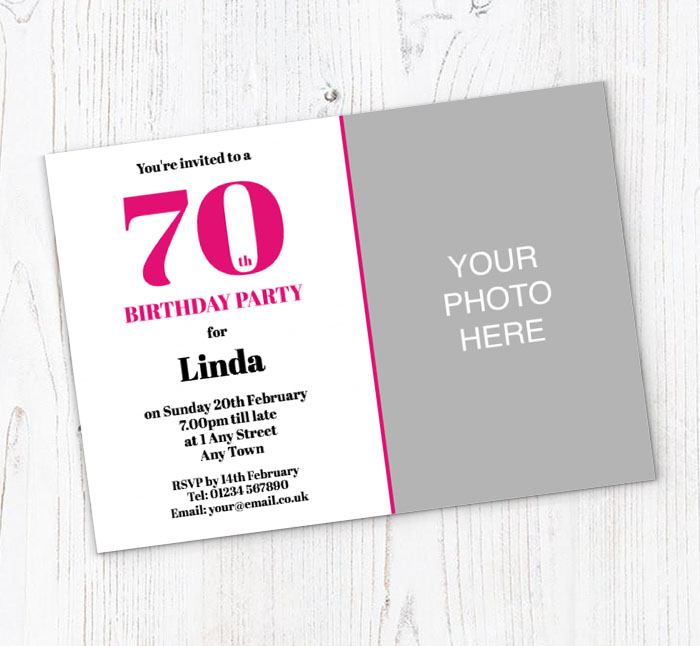 70th photo birthday party invitations