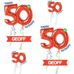 50th red balloon wrapping paper