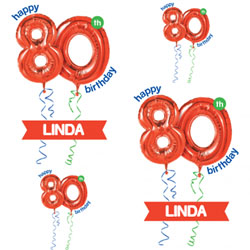 80th red balloon wrapping paper