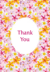 pink flowers thank you cards