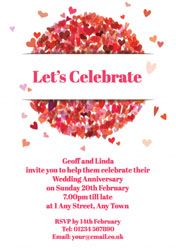 red heart circle invitations