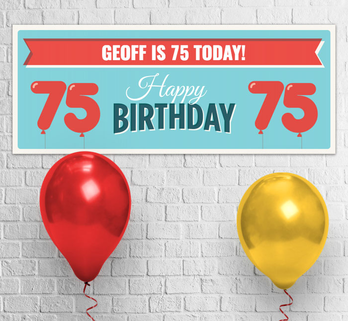 75th balloons party banner