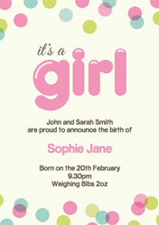 dotty baby girl announcements