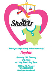 mobile heart baby shower invitations