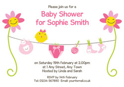 pink sunflowers baby shower invites