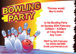 bowling alley party invitations