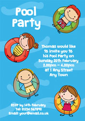 kids on inflatable rings invitations