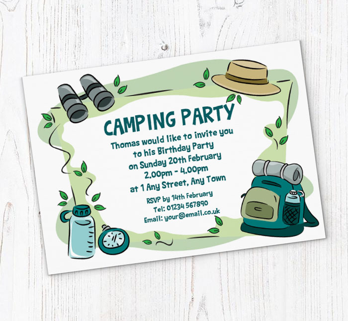 bushcraft party invitations