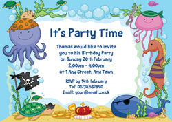 sea creatures party invitations