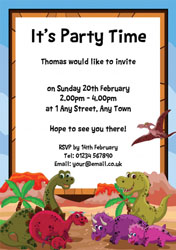 happy dinosaurs party invitations