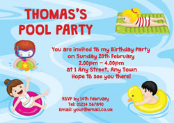 pool fun party invitations