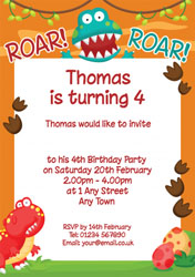 dinosaur banner party invitations