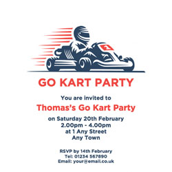 go kart racer party invitations