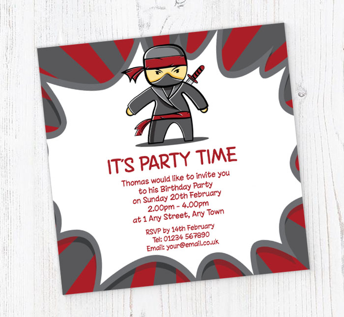 ninja party invitations