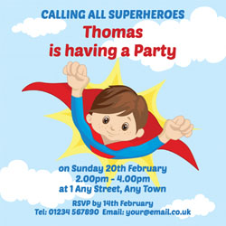 boys superhero personalised invitations