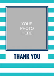 blue striped photo thank you cards