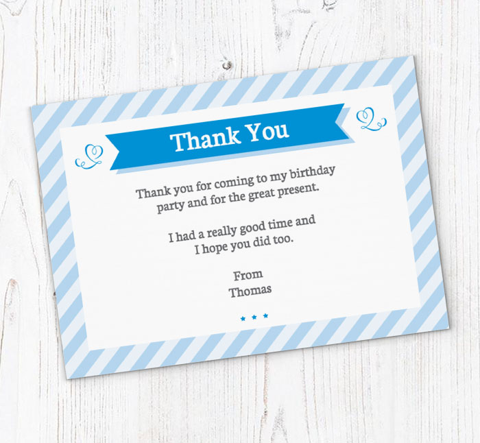 blue stripes thank you cards
