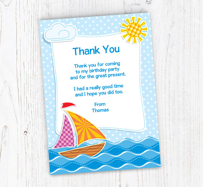 patchwork boat thank you cards