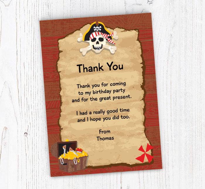 pirate scroll thank you cards
