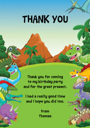 cartoon dinosaurs thank you cards