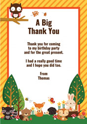 woodland creatures thank you cards