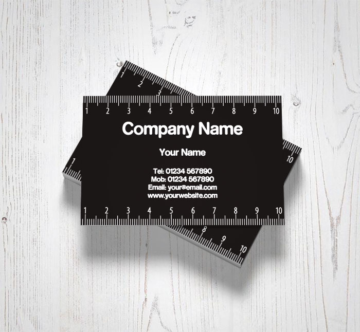black and white ruler business cards