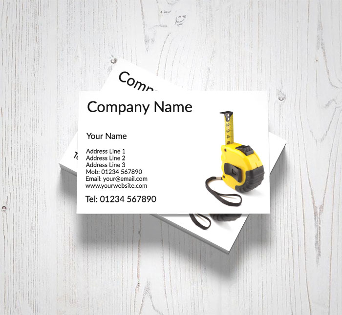 yellow tape measure business cards