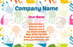 colourful handprints business cards