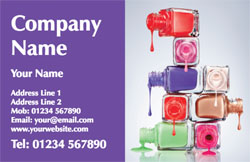 bottles of nail varnish business cards