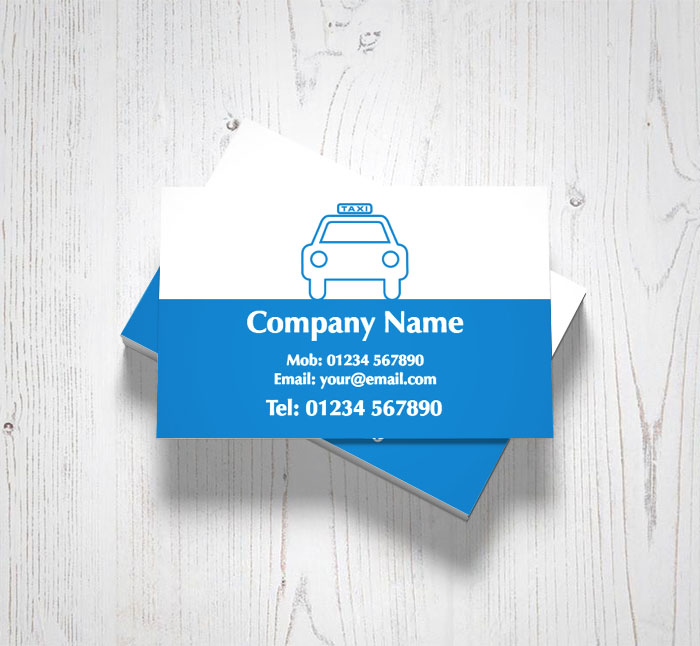 blue outline taxi business cards