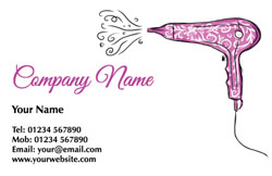 purple hairdryer business cards