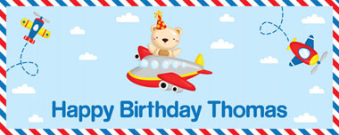 teddy bear flying party banner