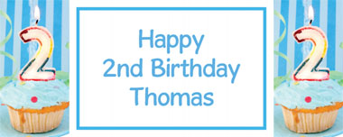 2nd birthday blue cupcake party banner