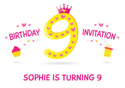 9th princess birthday party invitations