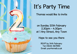 2nd birthday blue cupcake invitations