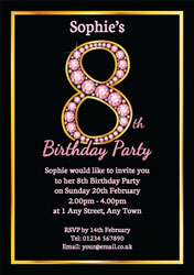 pink diamonds 8th birthday invitations