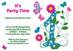butterfly 1st birthday party invitations