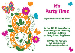 butterfly 8th birthday party invitations