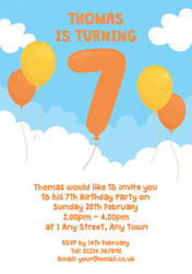 7th birthday balloon party invitations
