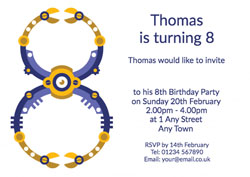 robot 8th birthday party invitations