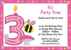 bumble bee 3rd birthday invitations
