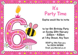 bumble bee 6th birthday invitations