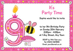 bumble bee 9th birthday invitations
