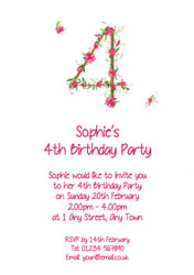 floral 4th birthday party invitations