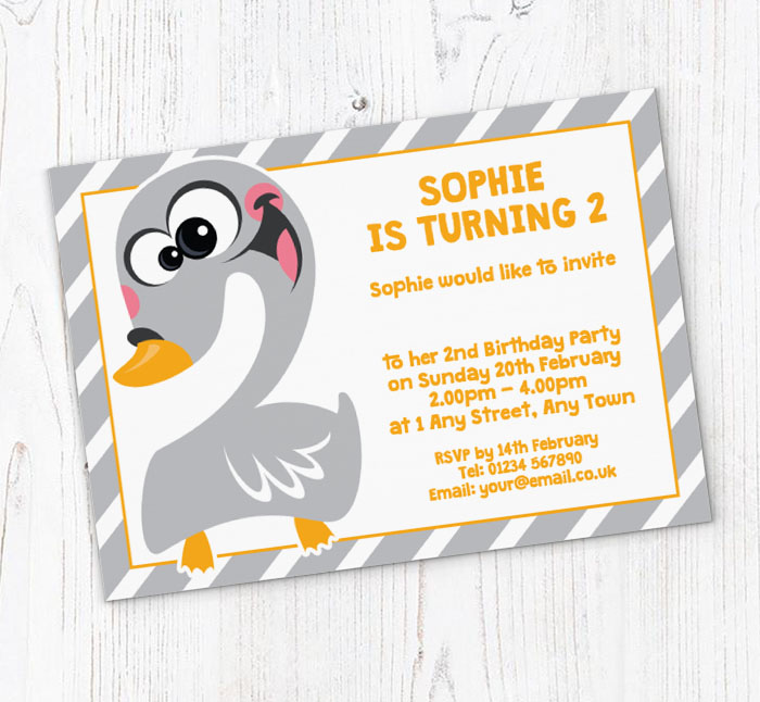 swan 2nd birthday party invitations