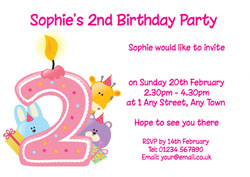 pink 2nd birthday party invitations
