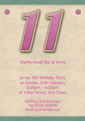 glitter style 11th birthday invitations
