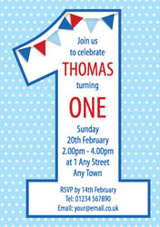 blue turning one party invitations
