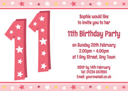 11th stars birthday party invitations