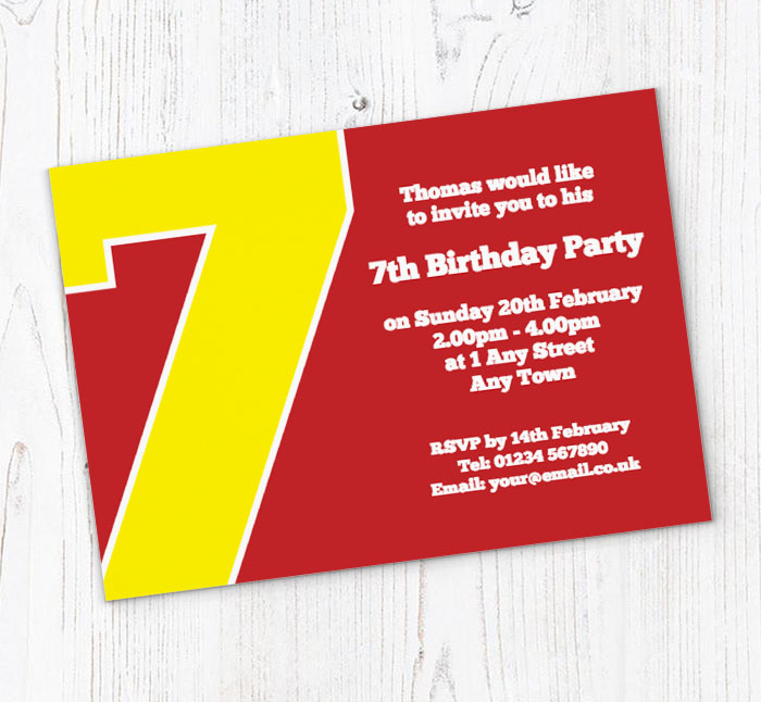 the big number 7 party invitations